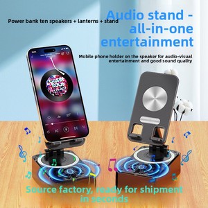 3'ü 1 Arada Çok Fonksiyonlu Telefon Standı Hoparlör Powerbank 360 Derece Dönebilen Ayarlanabilir Tutucu iPhone Android için Canlı Yayın - Product Image 2
