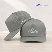 Casquette de baseball personnalisée en gros à 5 panneaux, logo brodé en nylon, trous découpés au laser, légère, imperméable, pour sports de plein air