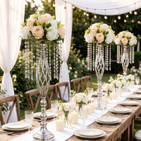 Supports de fleurs en métal doré de haute qualité, modernes, avec cristaux, pour mariage, centres de table, décorations pour la maison, utilisation sur table, décoration de mariage