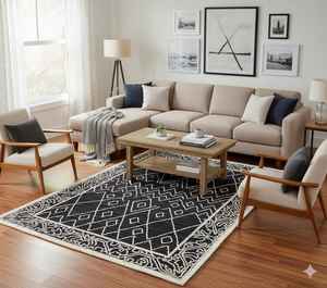 Tapis en laine à poils longs à motifs floraux, design moderne, doux, de qualité supérieure, pour salon, chambre à coucher, décoration élégante pour la maison, lavable - Product Image 1