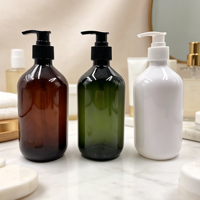 Bouteille de shampooing en plastique PET transparente ambrée verte personnalisée de 100 ml, 200 ml, 300 ml, 400 ml, 500 ml, bouteille d'huile capillaire avec pompe à lotion