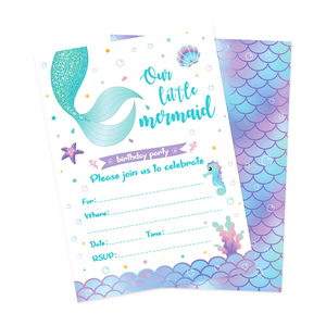 Tarjeta <span class=keywords><strong>de</strong></span> Agradecimiento para Invitación <span class=keywords><strong>de</strong></span> Fiesta <span class=keywords><strong>de</strong></span> Cumpleaños <span class=keywords><strong>de</strong></span> Niña Sirena, Papelería Personalizada en Papel Offset - Product Image 5