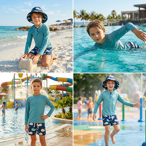 Ensemble de bain 3 pièces UPF 50+ pour garçons - Rashguard, <span class=keywords><strong>short</strong></span> de bain et chapeau de soleil - Product Image 5