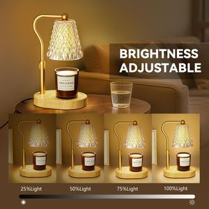 โคมไฟอุ่นเทียนแก้วคริสตัลหรูหราพร้อมแขนปรับระดับสีทอง ไฟหรี่ได้ ใช้กับ<span class=keywords><strong>เทียน</strong></span>หอม สำหรับตกแต่งบ้าน - Product Image 2