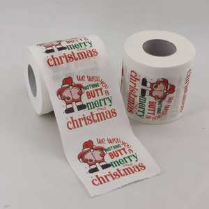 Papier toilette drôle de Noël avec impressions de père noël/bonhomme de neige, pâte de bois vierge 2 plis, colorants naturels, personnalisable pour les cadeaux bâillon de vacances - Product Image 5