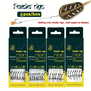 Méthode <span class=keywords><strong>de</strong></span> pêche à la carpe européenne, montages <span class=keywords><strong>de</strong></span> <span class=keywords><strong>feeder</strong></span> avec <span class=keywords><strong>ligne</strong></span> tressée et hameçons barbelés, taille 6-14 #   Ensemble <span class=keywords><strong>de</strong></span> montage rapide pour la pêche à la carpe - Product Image 2