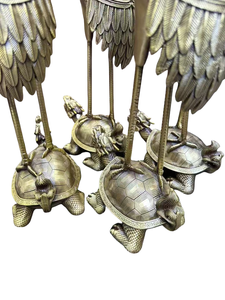 شموع نحاسية على الطراز العتيق من النحاس الأصفر والبرونز مع تصميمات رافعة وسلاحف التنين - Product Image 3