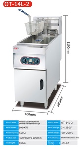 OUTE Nouvelle <span class=keywords><strong>Friteuse</strong></span> Électrique Verticale Commerciale à <span class=keywords><strong>Double</strong></span> <span class=keywords><strong>Cuve</strong></span> et 4 Paniers en Acier Inoxydable Haute Productivité sur Pied avec Armoire - Product Image 4