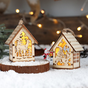 Casas de Madera para <span class=keywords><strong>Pueblo</strong></span> Navideño, Mini Casas de Madera Navideñas, Regalo para Decoración de Fiestas Navideñas de Invierno - Product Image 2