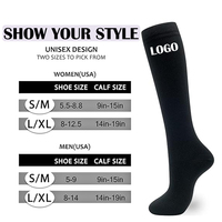 Chaussettes de compression personnalisées à étiquette privée, hauteur genou, 20-30 mmHg, fibre élastique, confortables, pour voyage