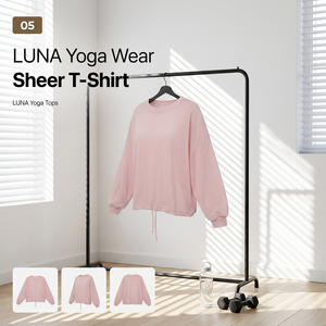 T-shirt de yoga transparent superposé sans coutures avec logo frontal et coupe ample - Product Image 4