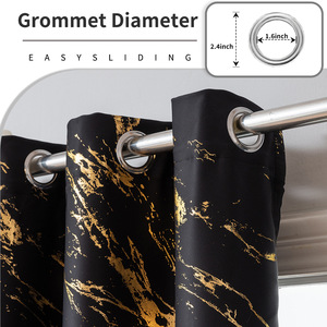 Vàng Đen màn rèm cửa cho phòng ngủ phòng khách thêm dài Grommet đá cẩm thạch khuôn mẫu Rèm Nhiệt Cách Nhiệt Màn - Product Image 4