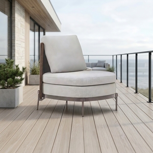 Conjunto de Sillones de Patio de Ratán y Teca en Color Personalizado, con Cojín de Tela Resistente a la Intemperie, para Proyectos Arquitectónicos de Diseño - Product Image 1