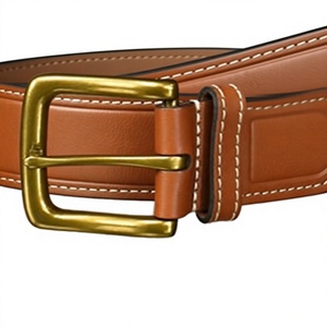 Cinturón de Cuero Vacuno de Alta Calidad para Hombre, Hebilla Cuadrada de Cobre, Doble Costura Trenzada, 35 mm, Textura Fina, Uso Diario Informal - Product Image 3