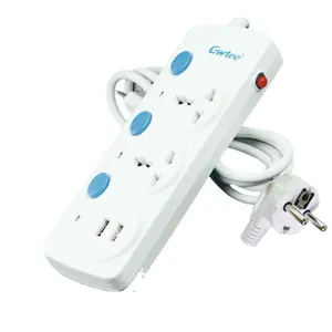 supply white high quality creative usb electric extension socket with individual switches and overload protection