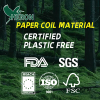 Papier couché à base d'eau absorbant l'encre colorée, recyclable et repulpeable, pour les rouleaux d'emballage automatique de boissons solides.
