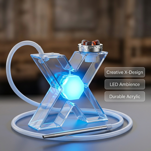Chicha manuelle en forme de X avec lumière LED, vente en gros, chicha arabe en acrylique, nouveau design créatif, ensemble de chicha pour bar - Product Image 1