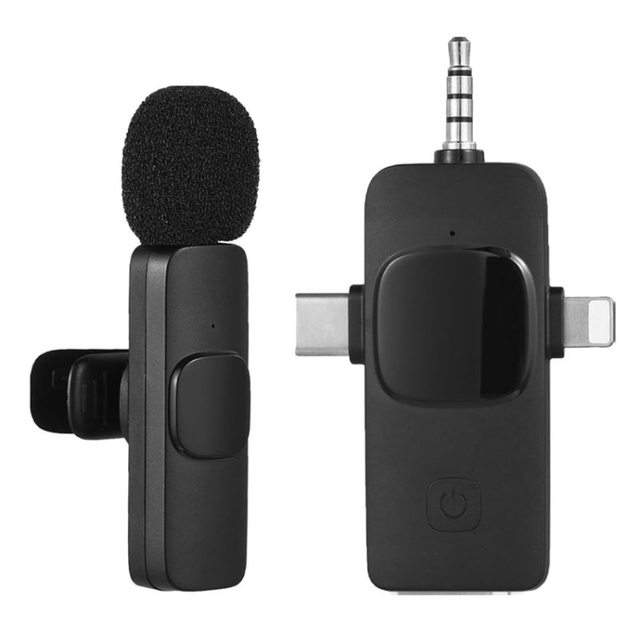 High Quality 2 in 1 Wireless Lavalier Microphones for iPhone / Android