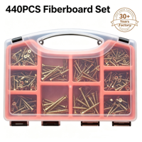 Kit d'assortiment de vis autoperceuses Panpal 440 pièces pour cloisons sèches et panneaux de fibres, quincaillerie de fixation polyvalente pour le bois, OEM personnalisé, garantie 1 an