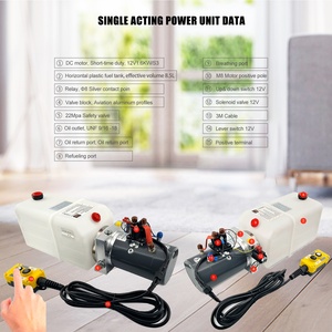 Groupe <span class=keywords><strong>hydraulique</strong></span> à vérin simple effet <span class=keywords><strong>12V</strong></span> DC 1.6KW avec réservoir d'huile en plastique 8.5L - Product Image 2