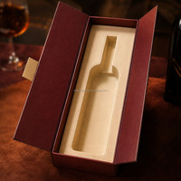 Boîte cadeau magnétique à rabat rigide en papier de luxe avec impression de logo sur mesure, pour vin et whisky, avec insert pour bouteille