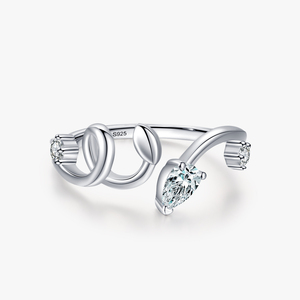 Nhẫn Bạc mở thật chính hãng 925 Sterling cho nữ nhẫn ngón tay có thể điều chỉnh dòng chảy trang sức tiệc tùng tuyên bố cho nữ - Product Image 1
