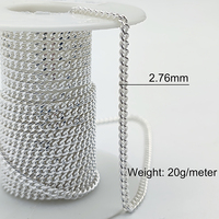 Fabricant de chaînes en argent 925, chaînes classiques à maillons ronds de 2,76 mm, chaîne gourmette en argent sterling 925 pour la fabrication de colliers et bracelets.