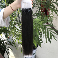 100 grammes de cheveux micro-loop à cuticules intactes, extensions brésiliennes Remy noires 1B, tissage double machine, cheveux humains bruts lisses