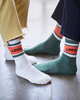 Chaussettes de sport THETA en coton peigné rayé de haute qualité pour hommes, épaisses et côtelées, blanches, pour le sport