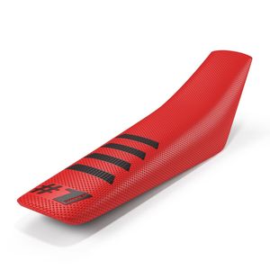 Funda Universal de Lujo para Asiento de Coche Onegripper, de Cuero PVC Rojo y Negro Acanalado, Compatible con Modelos Accord, Cojín para Asiento Delantero, Modelo Hecho en Italia - Product Image 1