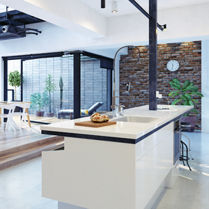 Muebles de Cocina Modernos de Madera, Conjuntos de Almacenamiento con Isla, Gabinete con Encimera de Mármol y Acabado Lacado - Product Image 6