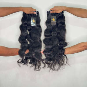 Extensions de cheveux humains indiens vierges, double épaisseur, ondulés, cuticules alignées, qualité temple, pour fournisseurs - Product Image 2
