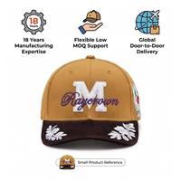 Gorra de Béisbol Personalizada de 6 Paneles con Visera de Pana, Bordado Floral de Ángel, Dos Tonos, Estilo Urbano Deportivo para Hombre y Mujer