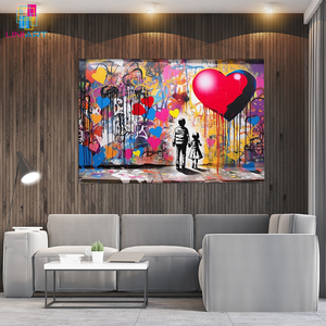Cuadro moderno UNIART corazón niños <span class=keywords><strong>Banksy</strong></span> arte callejero y cuadro <span class=keywords><strong>de</strong></span> pared impresión moderna decoración <span class=keywords><strong>de</strong></span> dormitorio carteles <span class=keywords><strong>Banksy</strong></span> arte <span class=keywords><strong>de</strong></span> grafiti - Product Image 3
