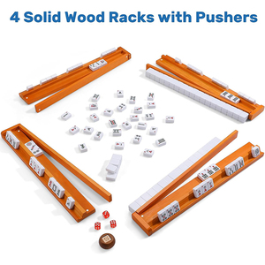 Set di Tessere Mahjong Americano al Miglior Prezzo, 166 Tessere in Melamina, Supporti/Spingitori in Legno e Indicatore del <span class=keywords><strong>Vento</strong></span>, 100 Fiches, 3 Dadi con Borsa - Product Image 4