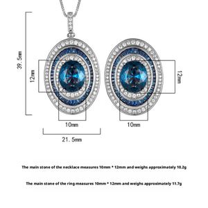 Fashion Bulk Eco-friendly Copper 10-12MM Blue Cubic Zirconia Pendant Ring <b>Jewellery</b> <b>Sets</b> <b>for</b> <b>Women</b> Wholesale - Product Image 2