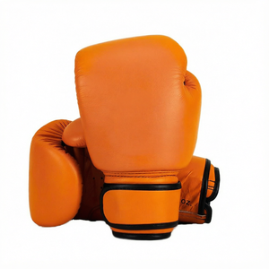 Gants de boxe en cuir orange 10 oz avec fermeture Velcro, équipement d'entraînement pour adultes - Product Image 1