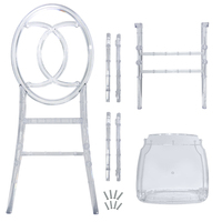 Chaise en résine acrylique transparente style bambou, moderne et démontable, pour extérieur, salle à manger, hôtel, durable, pour mariage, chaise en plastique