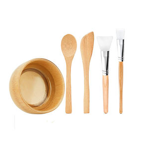 Soins de la peau personnalisés bricolage cosmétique bambou Spa fournitures masque facial poudre <span class=keywords><strong>bio</strong></span> petit maquillage bols à mélanger avec brosse pour l'eau - Product Image 1