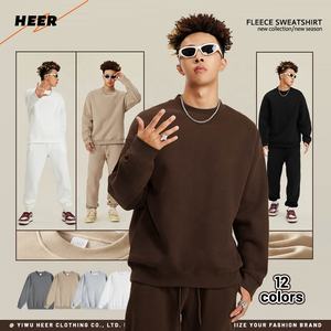 400 GSM Logo personalizzato in cotone girocollo a manica lunga in bianco felpa Casual da uomo - Product Image 2