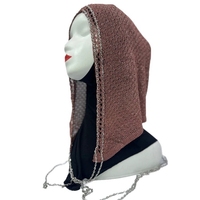 Balaclava musulmane au crochet faite à la main avec broderie de chaîne de perles et motif ajouré, accents de perles scintillantes
