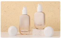 Flacon en verre vide de haute qualité, carré et plat, 30g-120ml, pour lotion ou sérum, avec couvercle en bois massif, écologique, pour soins de la peau