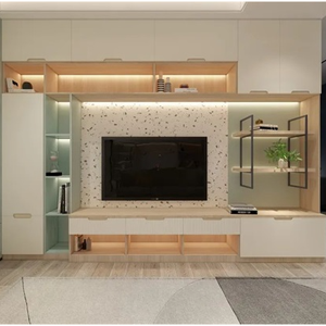 ตู้วางทีวีแบบแผ่นไม้เชอร์รี่สไตล์อเมริกัน ปรับได้และขยายได้ สำหรับใช้ในบ้านหรืออพาร์ตเมนต์ - Product Image 2