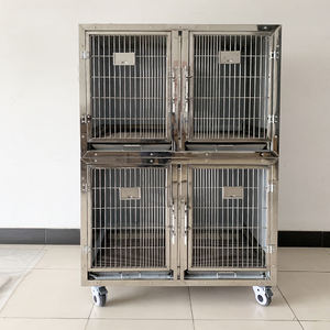 EUR <span class=keywords><strong>Cage</strong></span> vétérinaire PET Hc-2 à 4 portes en acier inoxydable pour animaux de compagnie, parfaite pour l'entraînement, le transport ou la maison - Product Image 1