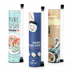 Food Grade Paper Sushi Push Pop Tube Custom Logo Biodegradable <b>Takeaway</b> Packaging <b>Container</b> - Product Image 5