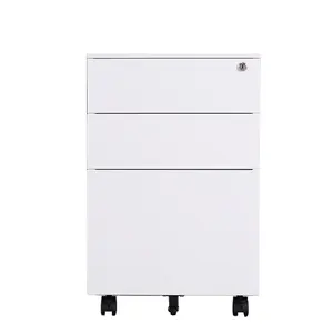 Key Lock Office Furniture 3 drawer Mobile Filling Cabinet Office Metal Mobile Pedestal File Cabinet