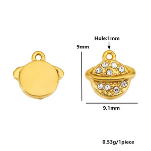 Colgante de Zirconia Chapado en Oro de 18K de Acero Inoxidable, Planeta Luna, Accesorios de Joyería DIY - Product Image 2