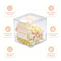 Boîte à bonbons en acrylique transparente personnalisée OEM, boîte de rangement carrée réutilisable pour mariage, baby shower, emballage de cadeaux