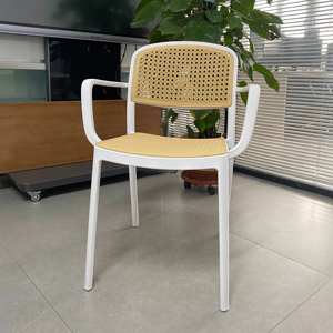 Modern Simple Design Outdoor <b>Garden</b> <b>Dining</b> <b>Chairs</b> Waterproof and Lightweight Plastic <b>Rattan</b> with Arm Rest for Living Room Use - Product Image 6