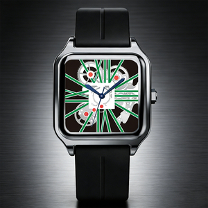 Montre à quartz légère pour homme, de luxe discret, écologique, en acrylique, style sportif, cadran carré, bracelet magnétique, chiffres arabes, pour le commerce transfrontalier - Product Image 4